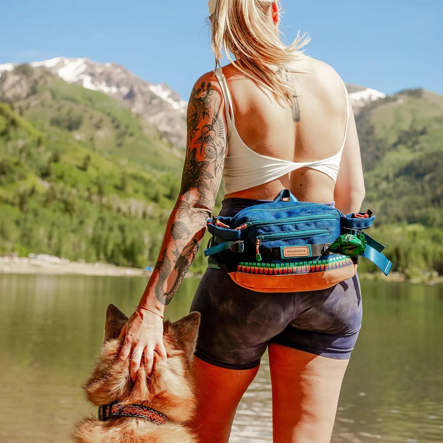 Wilderdog Mega Hip Pack with 3-Liter Capacity, Two Mesh Water Bottle Pockets, Interior Key Loops, Adjustable Straps, and Poop Bag Dispenser (Evergreen)