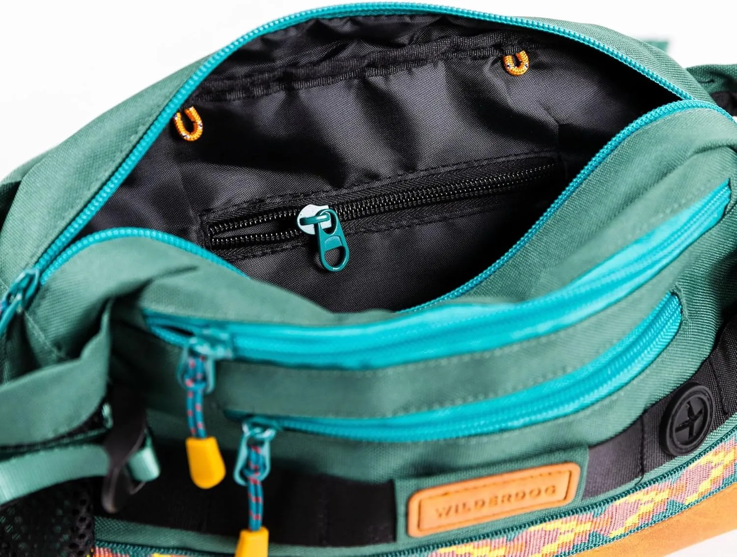 Wilderdog Mega Hip Pack with 3-Liter Capacity, Two Mesh Water Bottle Pockets, Interior Key Loops, Adjustable Straps, and Poop Bag Dispenser (Evergreen)