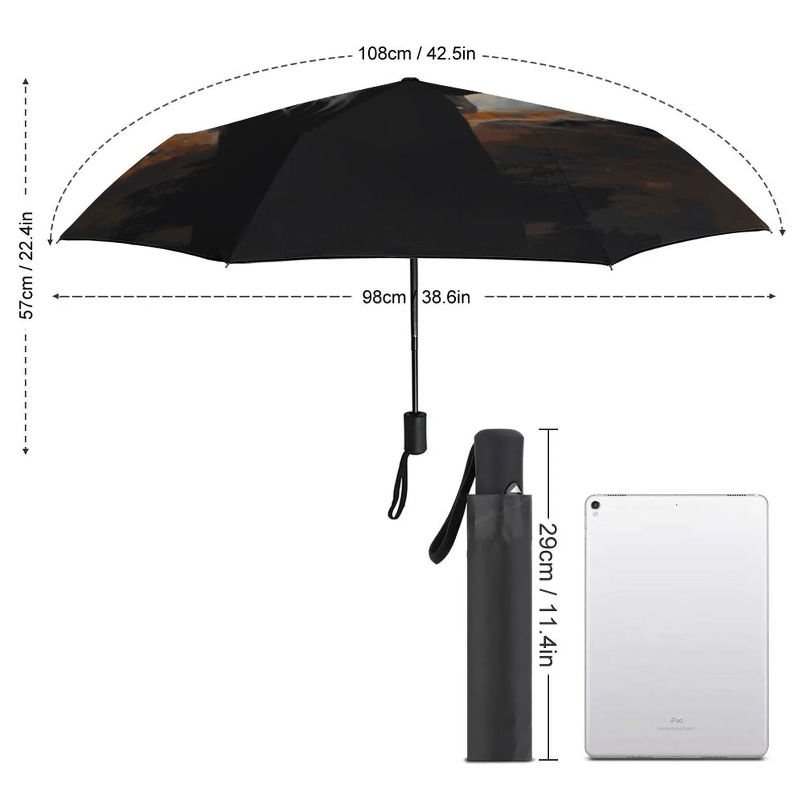 Wispi Witch Auto Umbrella with Printed Pattern Outside ZYS03-8K