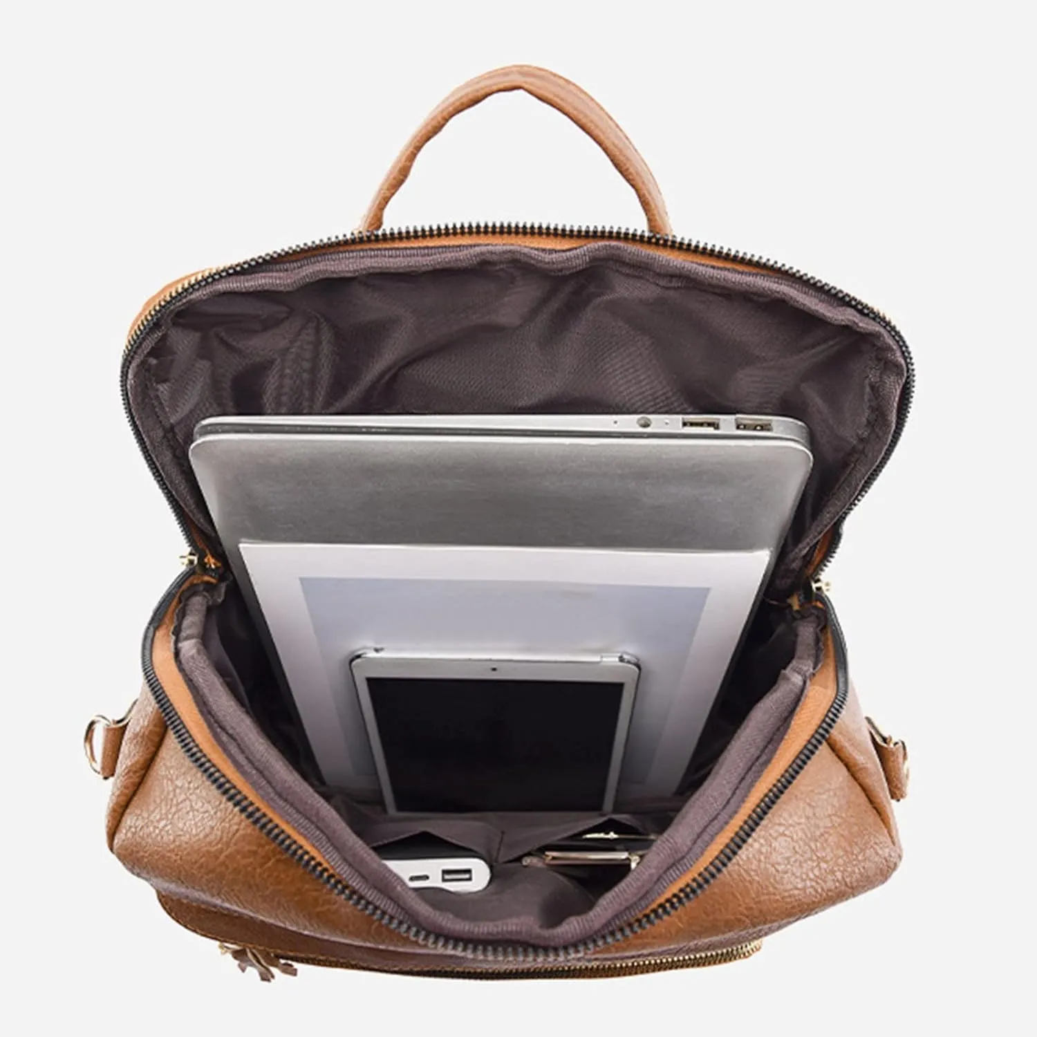 Women Bag Fashion Backpack Comfortable Leather Student Backpack Travel for Men Bags (Coffee, One Size)
