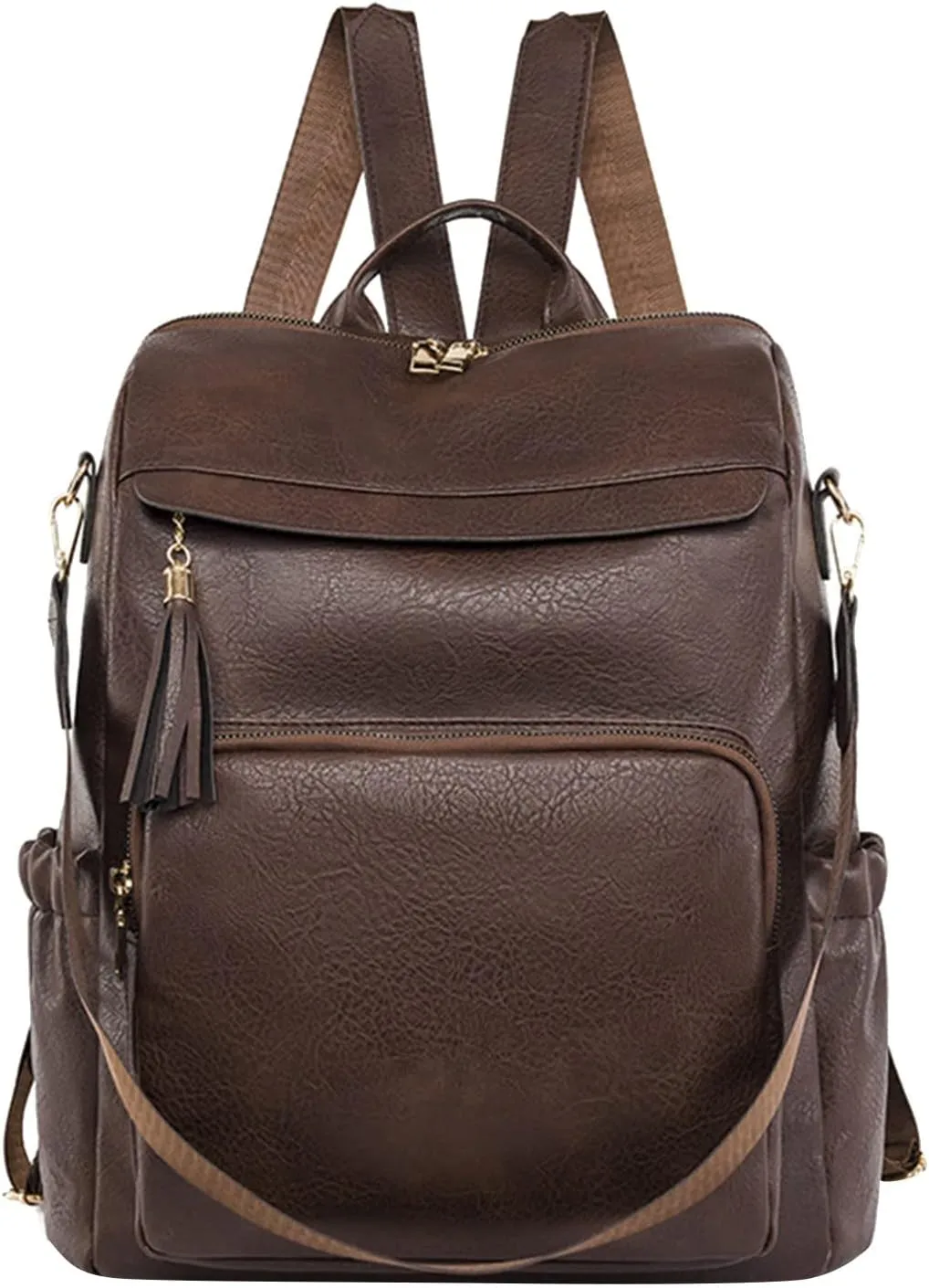 Women Bag Fashion Backpack Comfortable Leather Student Backpack Travel for Men Bags (Coffee, One Size)
