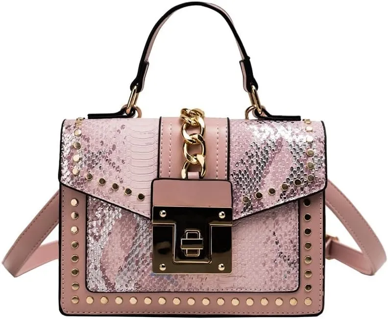Women Handbags Shoulder Bags, Satchel Tote Bag, Leather Handbags for Women Luxury Fashion Handbag Snake Skin Woman Bags Designer Small Square Pack Shoulder Diagonal Bag (Color : OneColor)