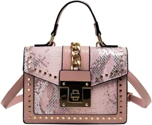 Women Handbags Shoulder Bags, Satchel Tote Bag, Leather Handbags for Women Luxury Fashion Handbag Snake Skin Woman Bags Designer Small Square Pack Shoulder Diagonal Bag (Color : OneColor)