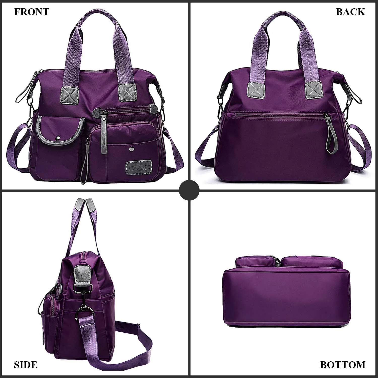 Women Lightweight Nylon Tote Bag Multiple Pockets Top Handle Handbag Ladies Purse Work Totes Travel Crossbody Shoulder Bag