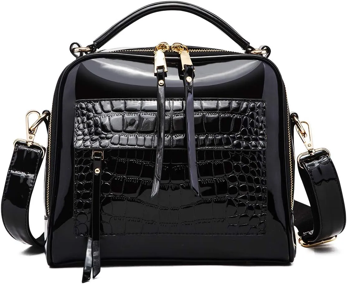 Women Patent Leather Handbag and Purses PU Satchels Shoulder Bags Crossbody Bags