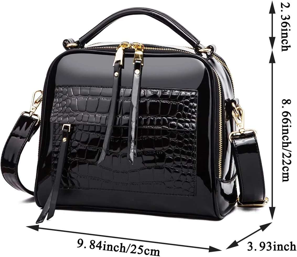 Women Patent Leather Handbag and Purses PU Satchels Shoulder Bags Crossbody Bags