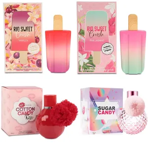 Women Perfume Set 4 Piece Different Scents(RIO Sweet Crush Jasmine/Vanilla/Sugar Candy/Cotton Candy) Eau de Parfum Spray Long Lasting Fragrance with Luxury Gift Box for Birthday/Anniversary