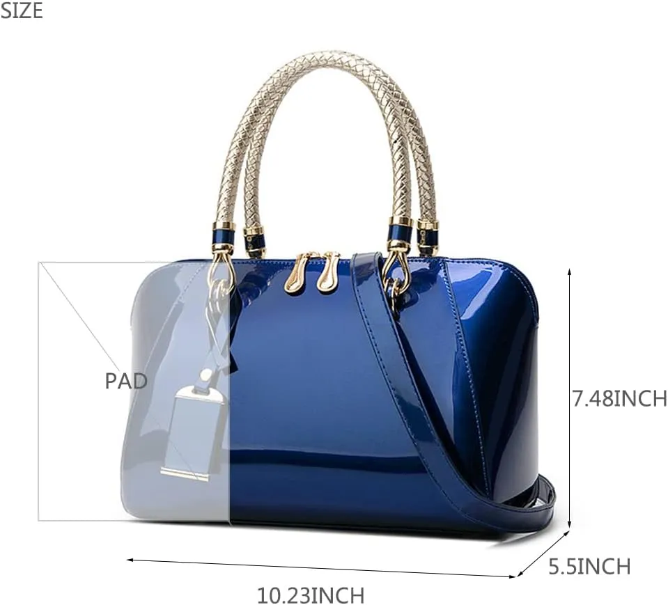 Women Shoulder Handbag Patent Leather Crossbody Purse Glossy Top-handle Satchels