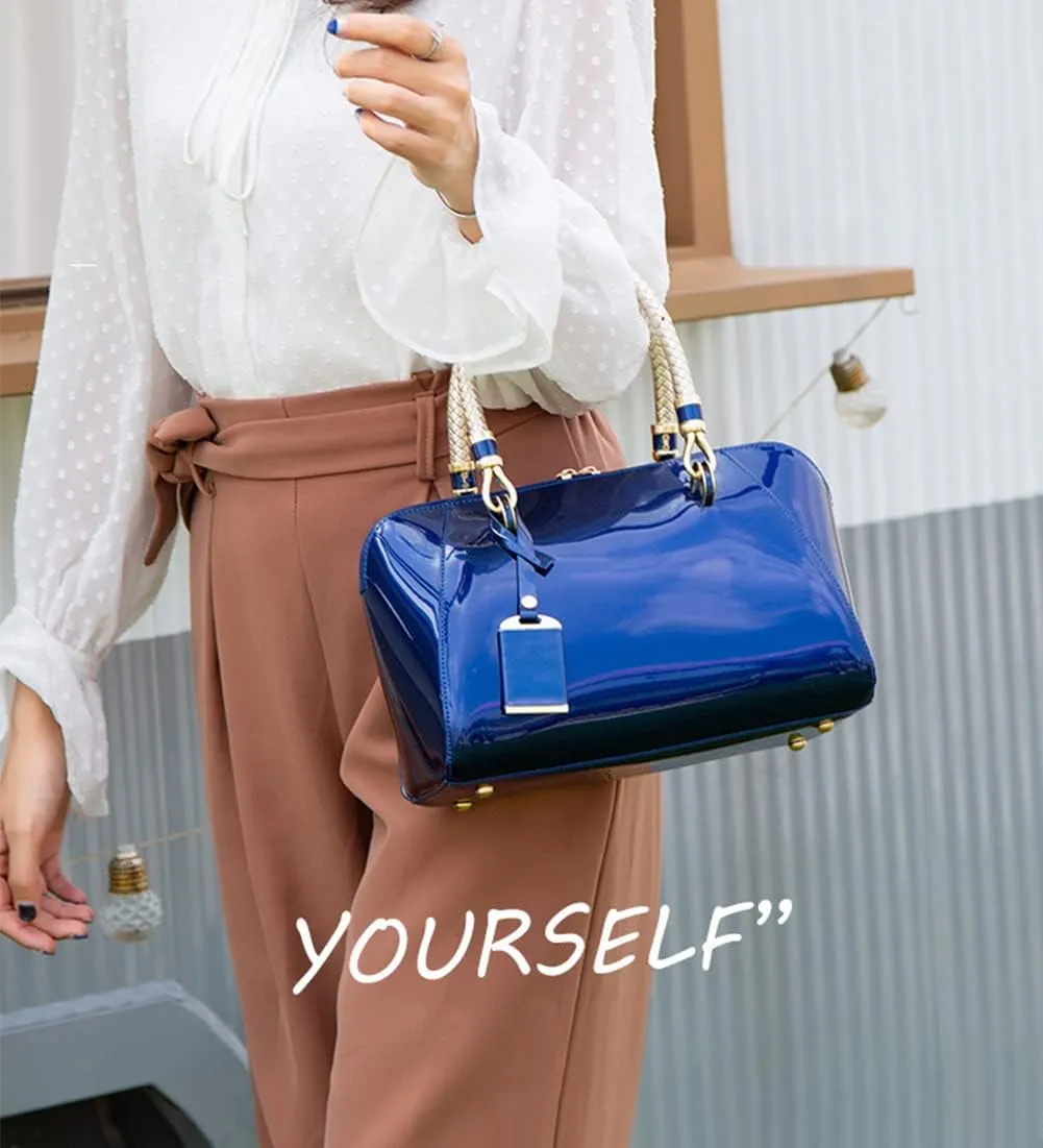 Women Shoulder Handbag Patent Leather Crossbody Purse Glossy Top-handle Satchels