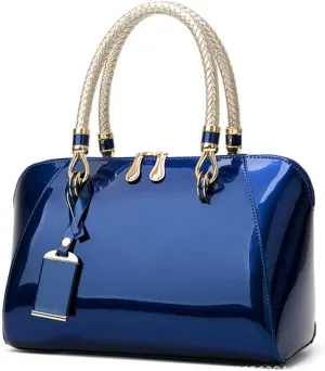 Women Shoulder Handbag Patent Leather Crossbody Purse Glossy Top-handle Satchels