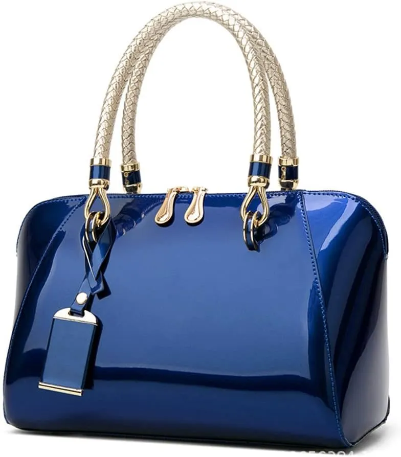 Women Shoulder Handbag Patent Leather Crossbody Purse Glossy Top-handle Satchels
