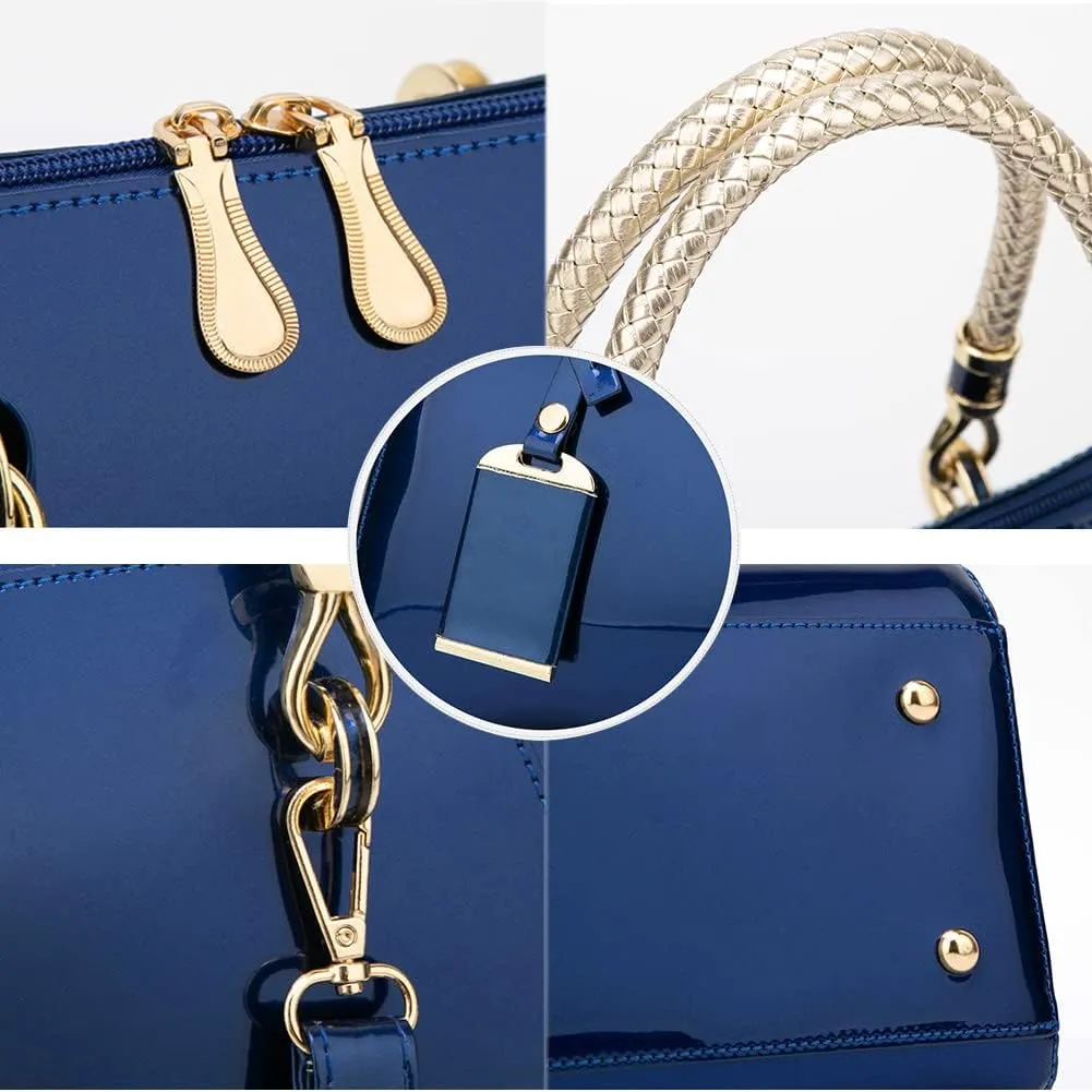 Women Shoulder Handbag Patent Leather Crossbody Purse Glossy Top-handle Satchels