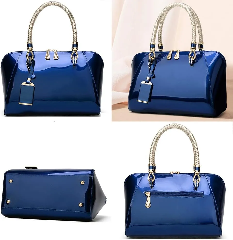 Women Shoulder Handbag Patent Leather Crossbody Purse Glossy Top-handle Satchels
