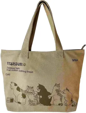 Women's Canvas Shoulder Bag Large Capacity Leisure Commuter Tote Bag Cartoon Animation Shopping Beach Bag
