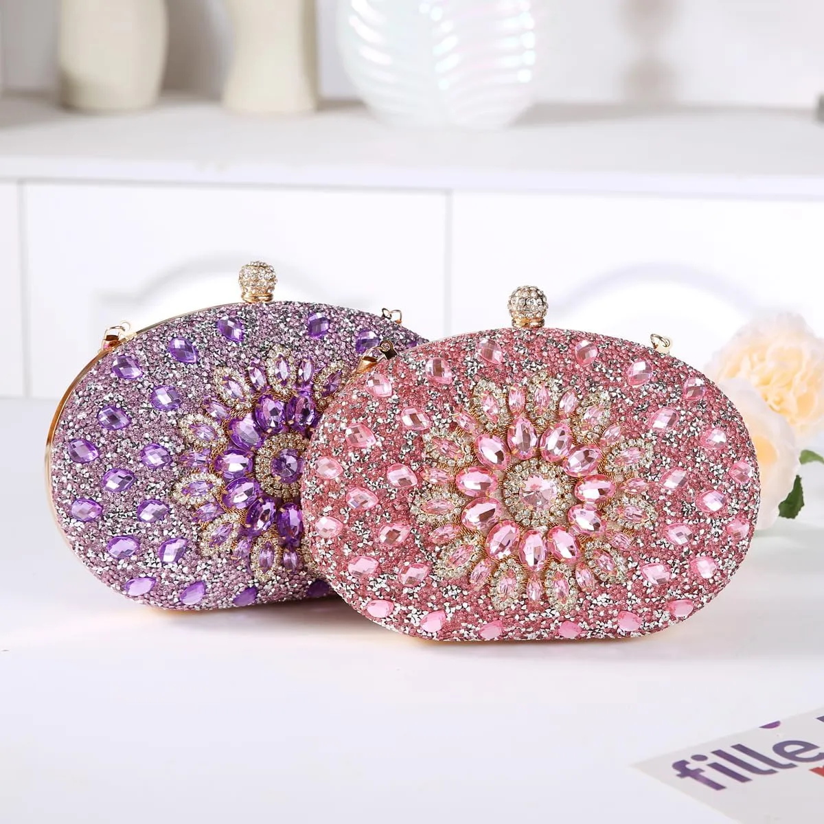 Women's Evening Bags Sparkly Rhinestone Clutch Purses Luxury Handbags