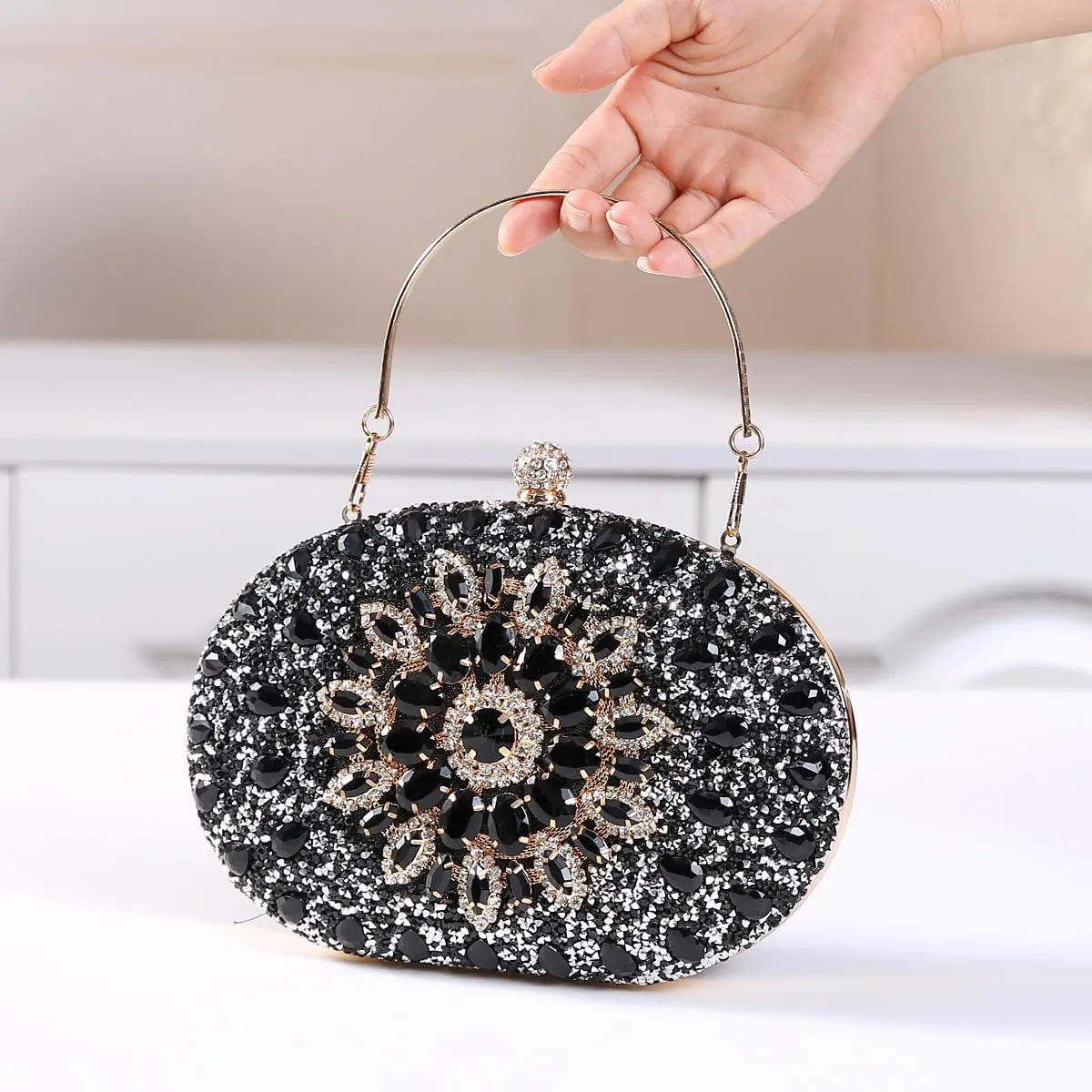 Women's Evening Bags Sparkly Rhinestone Clutch Purses Luxury Handbags