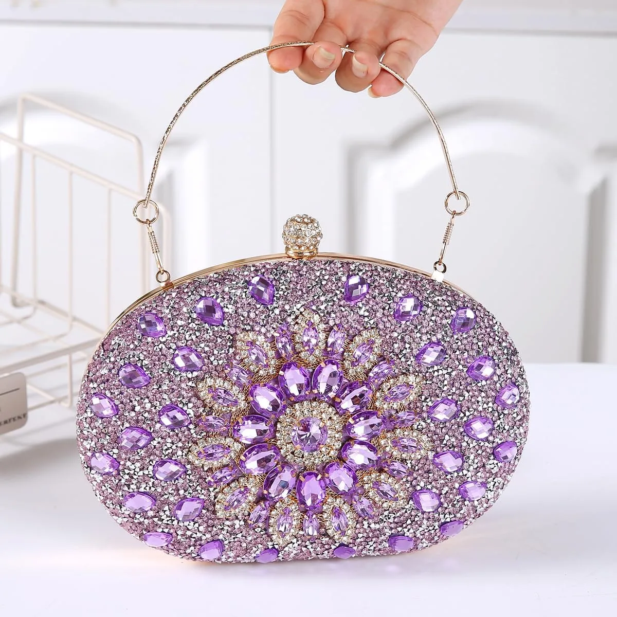 Women's Evening Bags Sparkly Rhinestone Clutch Purses Luxury Handbags