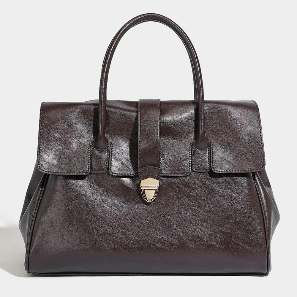 Womens Fashion Tote Bag Large Vegan Leather Handbag Vintage Shoulder Purse Ladies Working Satchels Briefcase