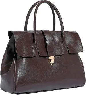 Womens Fashion Tote Bag Large Vegan Leather Handbag Vintage Shoulder Purse Ladies Working Satchels Briefcase