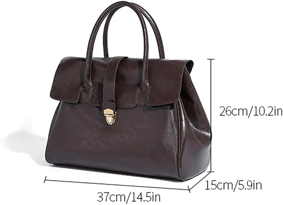 Womens Fashion Tote Bag Large Vegan Leather Handbag Vintage Shoulder Purse Ladies Working Satchels Briefcase