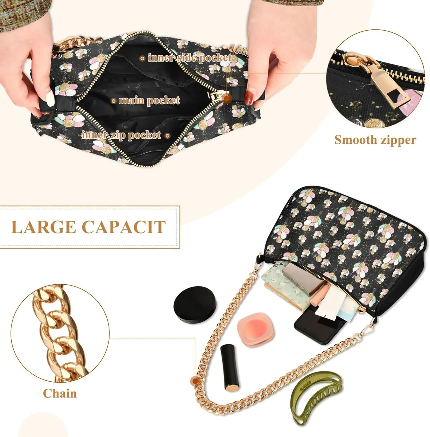 Women's Handbags Tote Crossbody Bag Stylish Purse Ladies Shoulder Bag Handbag Black and White Checkered Crescent Bag