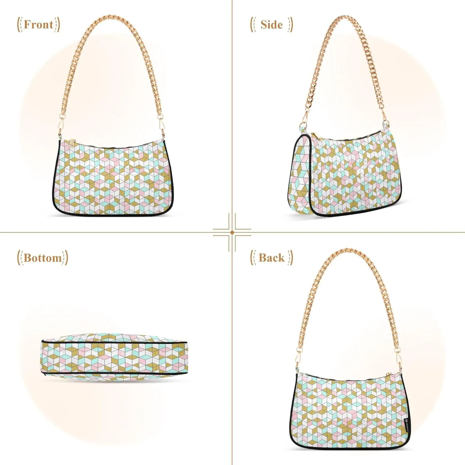 Women's Handbags Tote Crossbody Bag Stylish Purse Ladies Shoulder Bag Handbag Black and White Checkered Crescent Bag