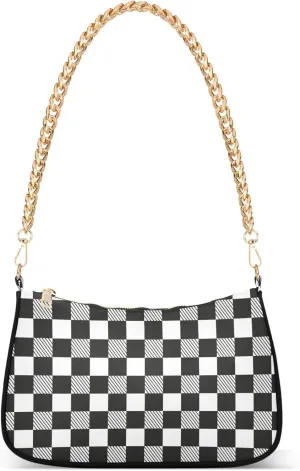 Women's Handbags Tote Crossbody Bag Stylish Purse Ladies Shoulder Bag Handbag Black and White Checkered Crescent Bag