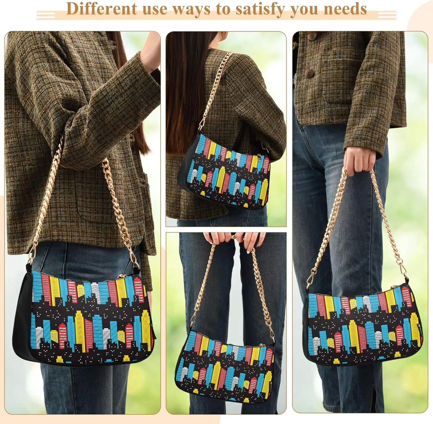 Women's Handbags Tote Crossbody Bag Stylish Purse Ladies Shoulder Bag Handbag Black and White Checkered Crescent Bag