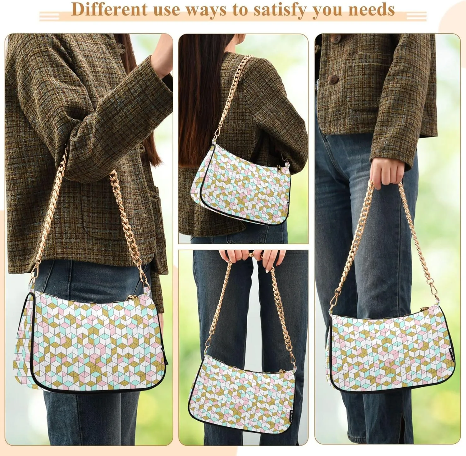 Women's Handbags Tote Crossbody Bag Stylish Purse Ladies Shoulder Bag Handbag Black and White Checkered Crescent Bag