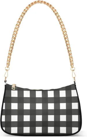 Women's Handbags Tote Crossbody Bag Stylish Purse Ladies Shoulder Bag Handbag Black and White Checkered Crescent Bag