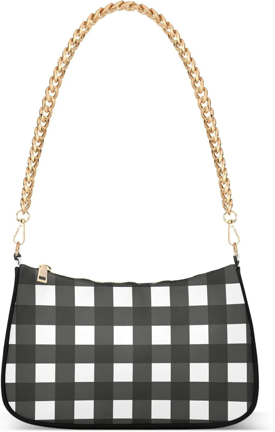 Women's Handbags Tote Crossbody Bag Stylish Purse Ladies Shoulder Bag Handbag Black and White Checkered Crescent Bag