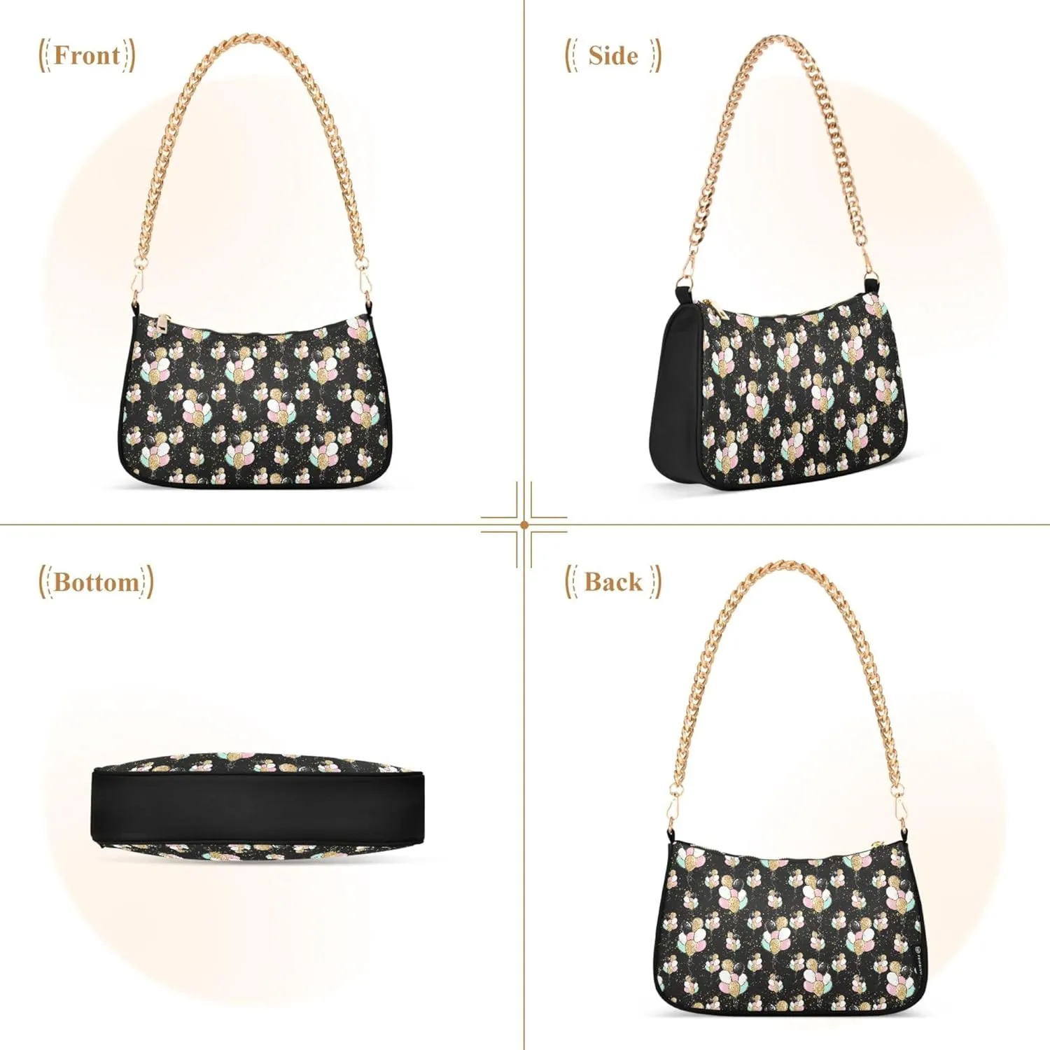 Women's Handbags Tote Crossbody Bag Stylish Purse Ladies Shoulder Bag Handbag Black and White Checkered Crescent Bag
