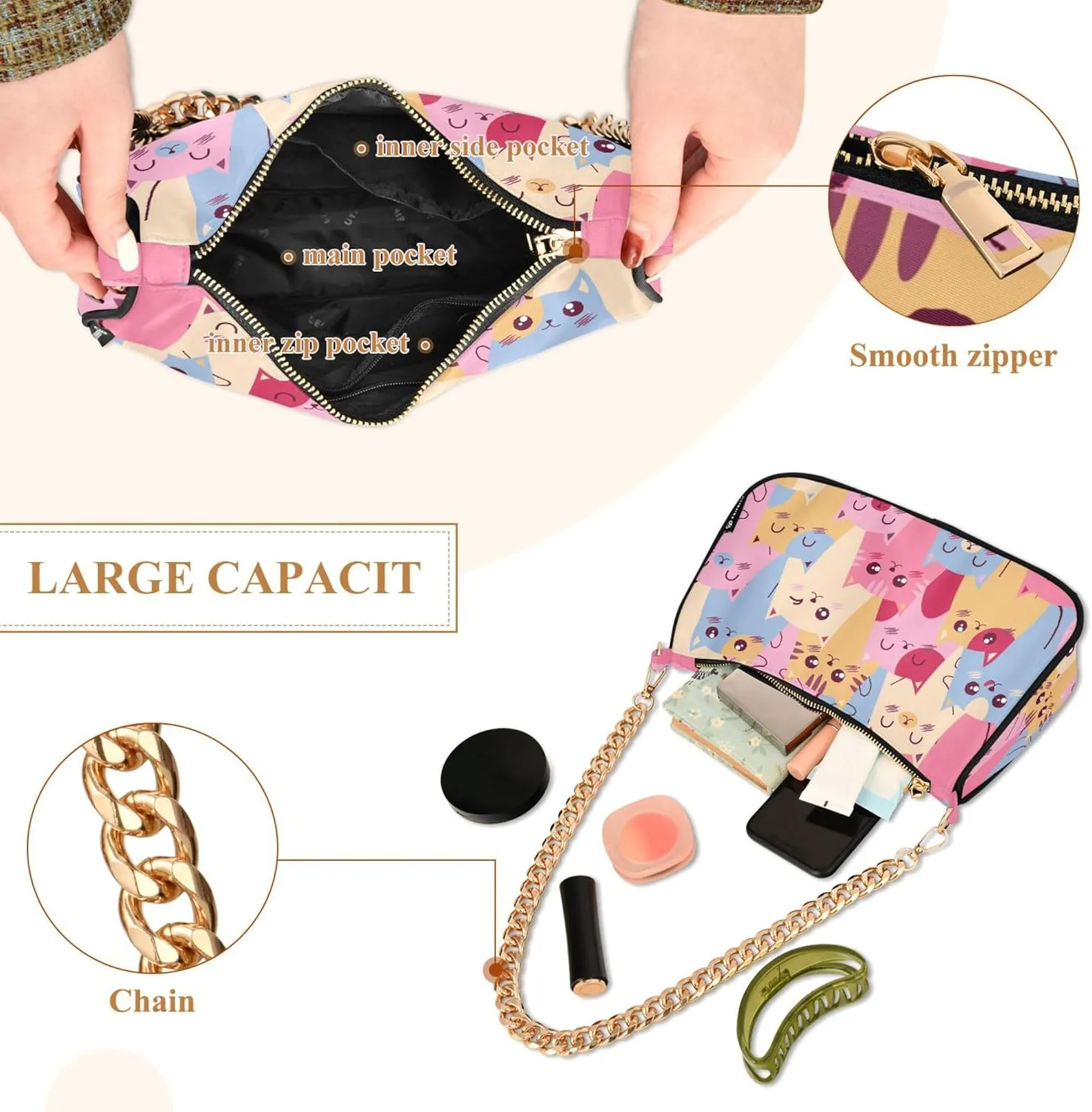 Women's Handbags Tote Crossbody Bag Stylish Purse Ladies Shoulder Bag Handbag Cannabis Leaves Black Crescent Bag