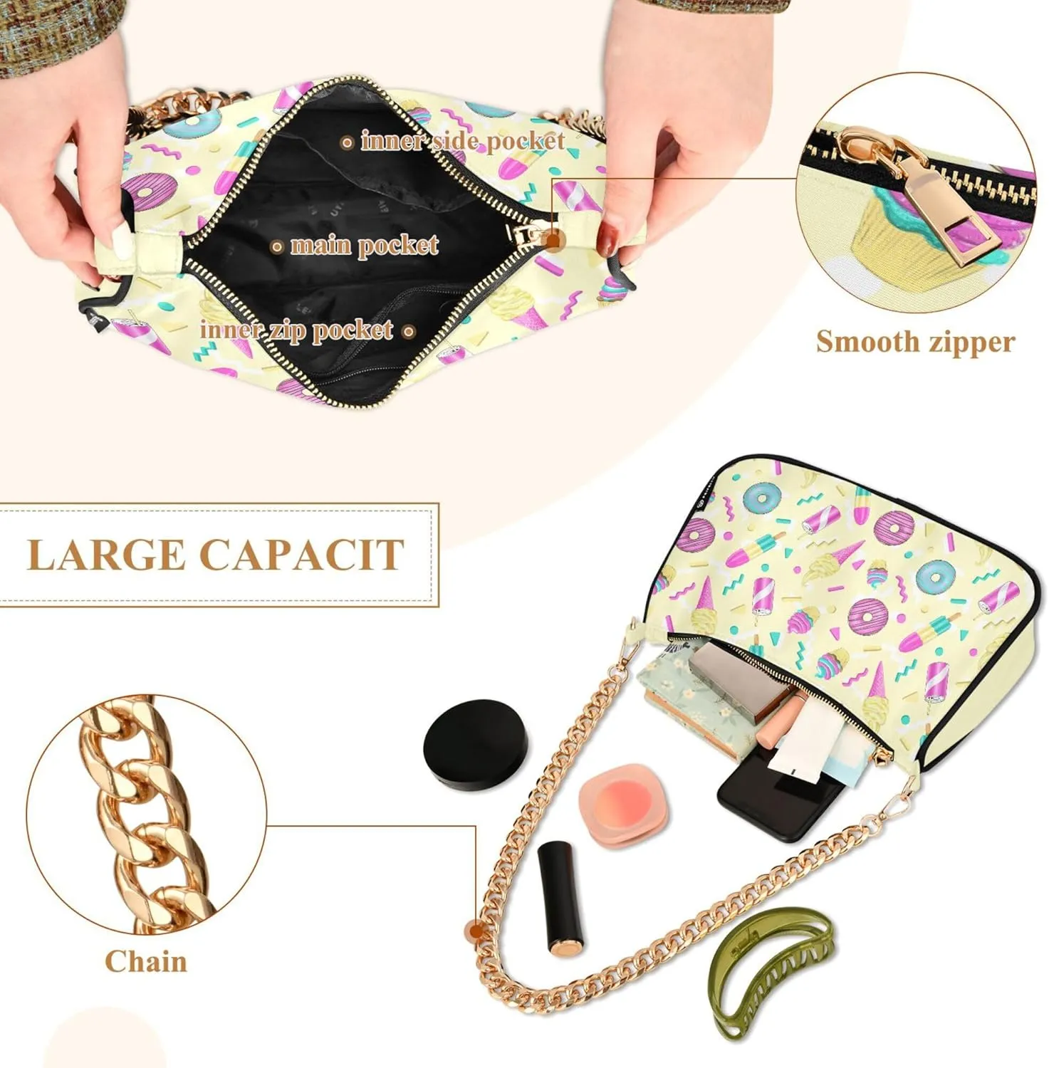 Women's Handbags Tote Crossbody Bag Stylish Purse Ladies Shoulder Bag Handbag Monochrome Checkerboard Crescent Bag