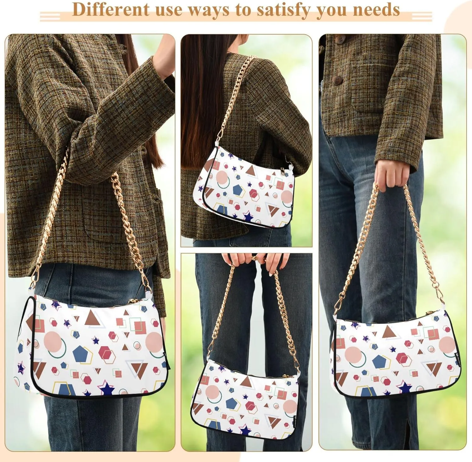 Women's Handbags Tote Crossbody Bag Stylish Purse Ladies Shoulder Bag Handbag Monochrome Checkerboard Crescent Bag