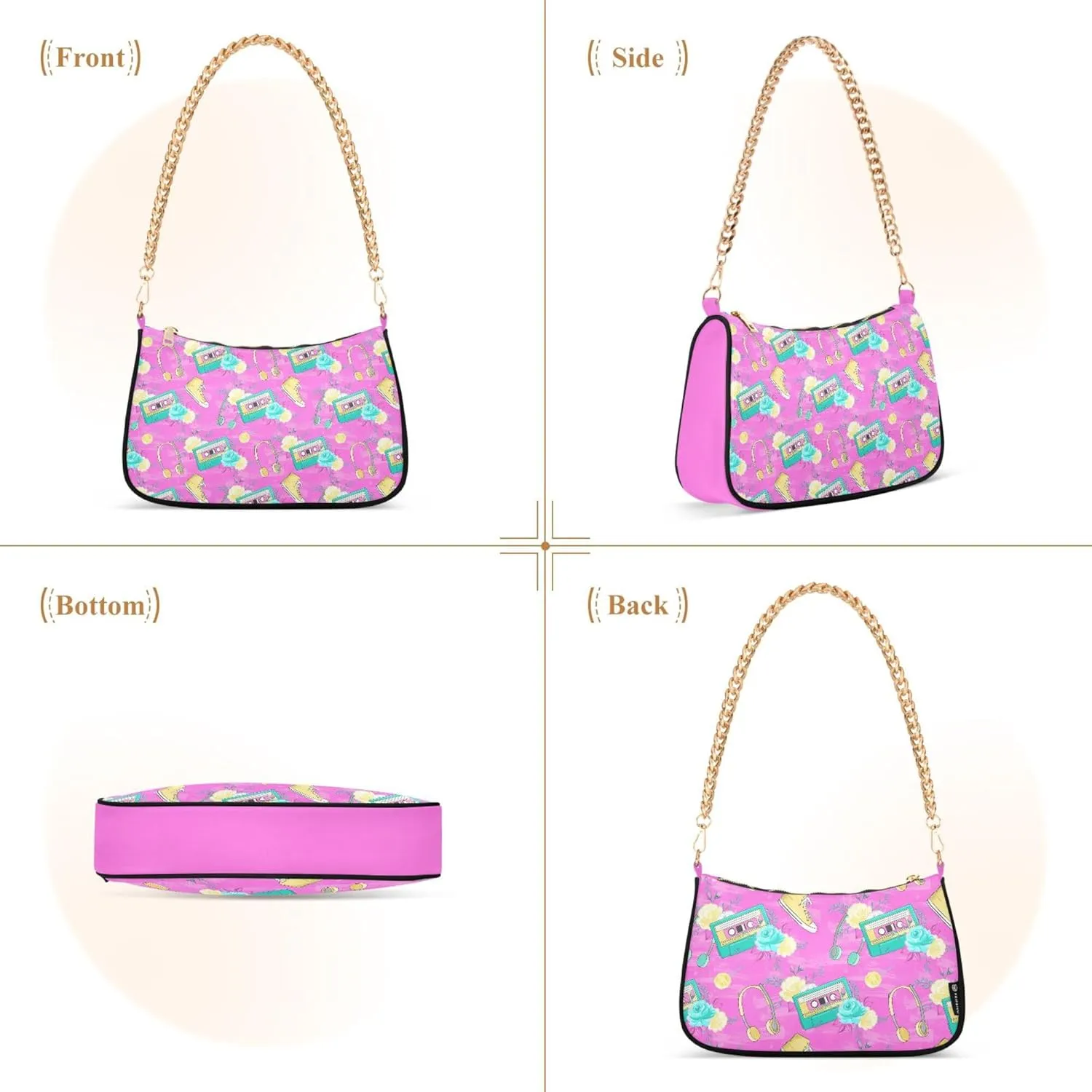 Women's Handbags Tote Crossbody Bag Stylish Purse Ladies Shoulder Bag Handbag Monochrome Checkerboard Crescent Bag