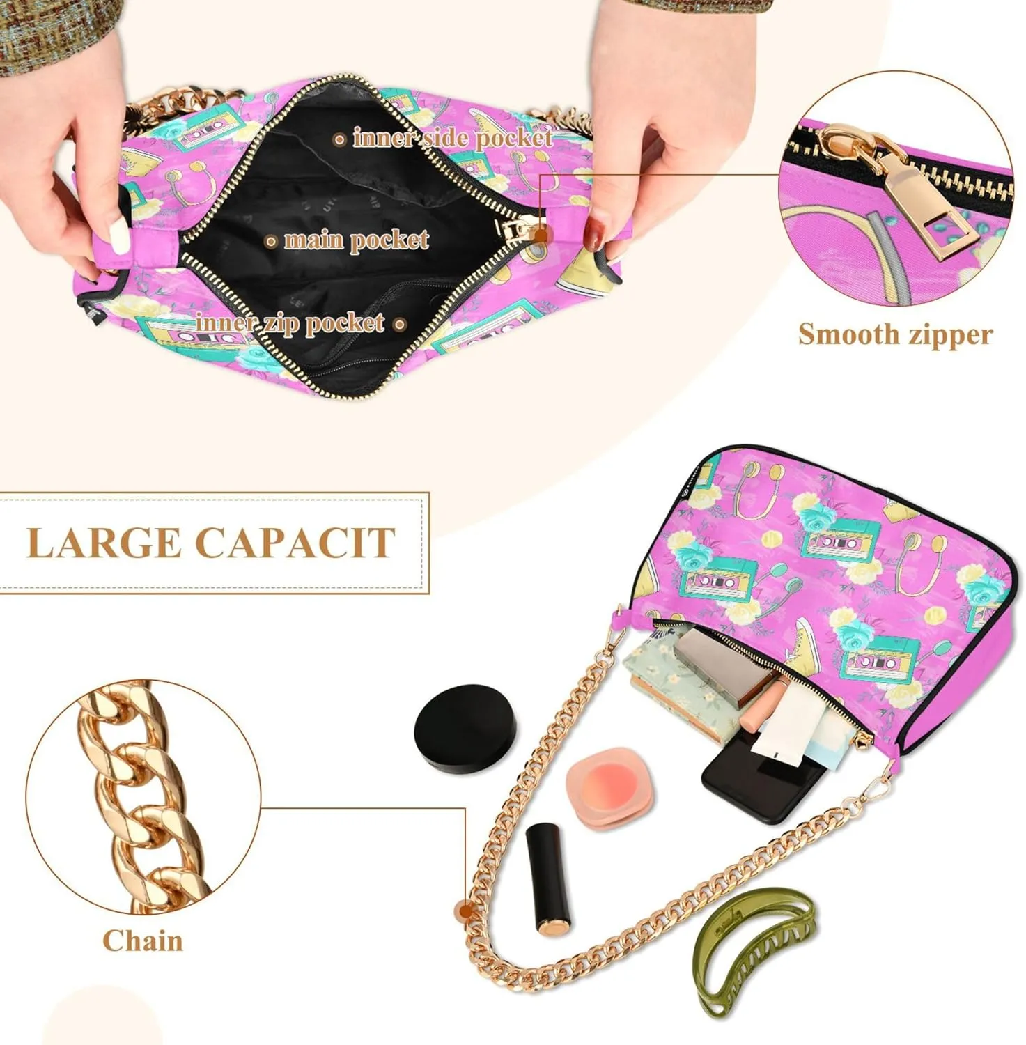 Women's Handbags Tote Crossbody Bag Stylish Purse Ladies Shoulder Bag Handbag Monochrome Checkerboard Crescent Bag