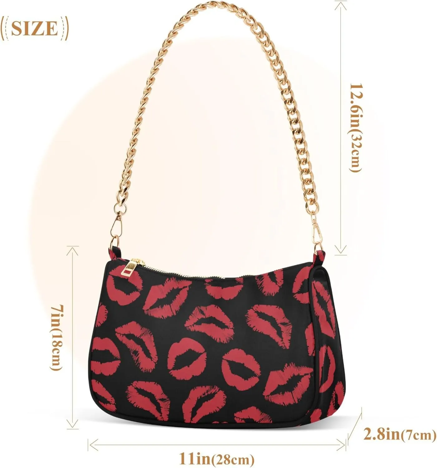 Women's Handbags Tote Crossbody Bag Stylish Purse Ladies Shoulder Bag Handbag Red Lipstick Kiss Crescent Bag