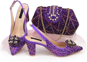 Women's Italian Shoes and Bags Set with Rhinestone Wedding Party Shoes Bridal Designer Luxury Sandals