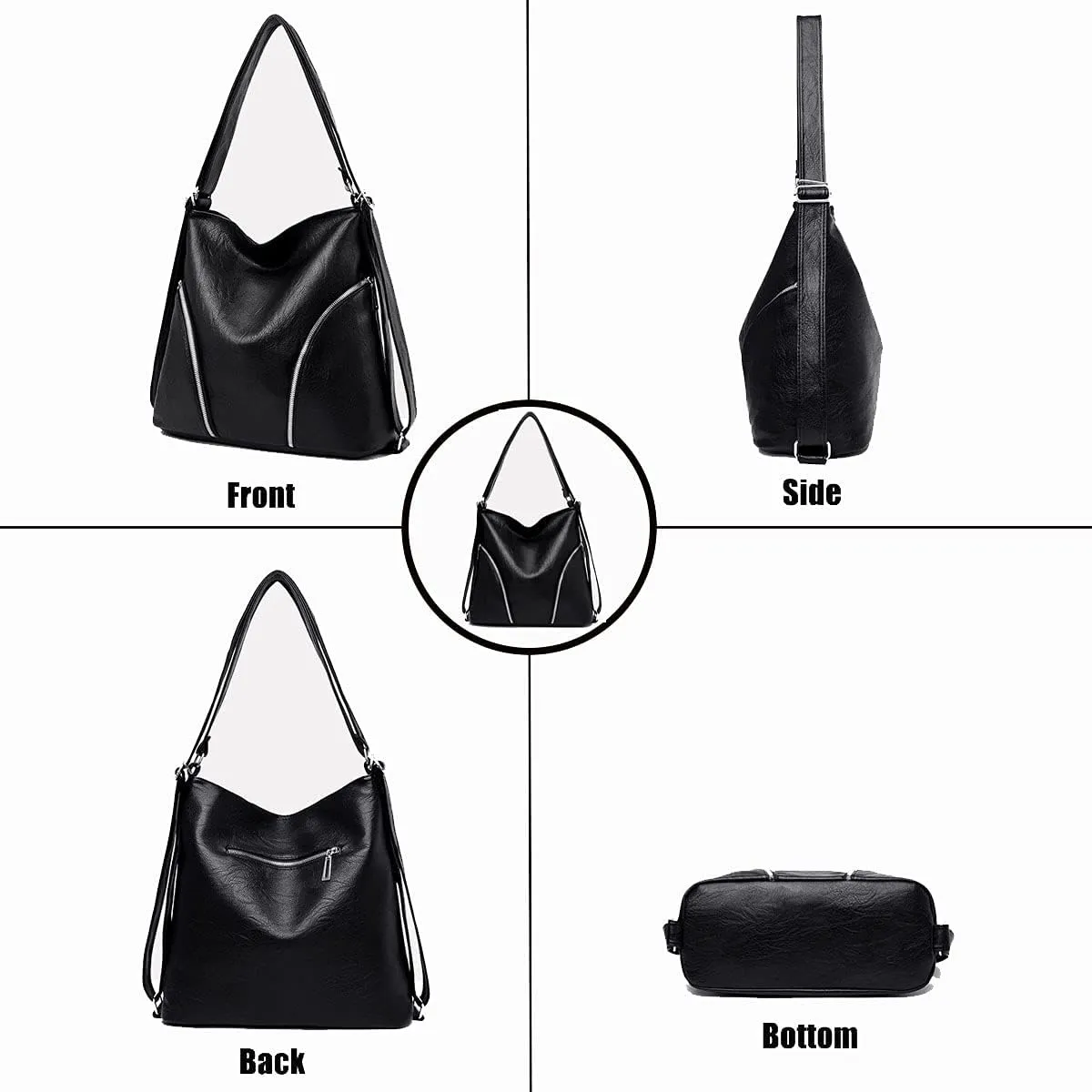 Women’s Leather Shoulder Handbags Hobo Totes Top Handle Bag Satchel and Purse for Ladies