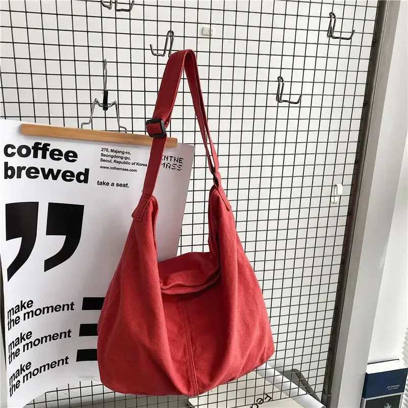 Women's Shoulder Bag Large Canvas Crossbody Bags for Women 2023 Cotton Cloth Fashion Korean Female Students School Bag Handbags