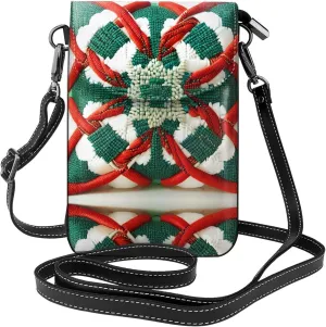Woolen Fabric Pattern Leather Crossbody Flap Phone Bag,Small Cell Phone Purse,Soft Durable And Waterproof Pu Leather Soft Lining Magnet Snap Fastener Designed For Girls