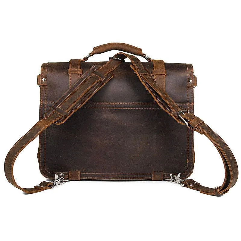 Woosir Thick Cowhide Leather Briefcase Messenger Bag 16 Inch