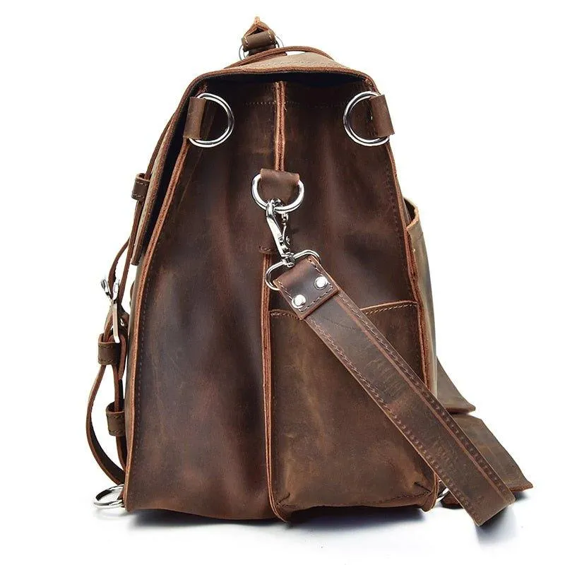 Woosir Thick Cowhide Leather Briefcase Messenger Bag 16 Inch