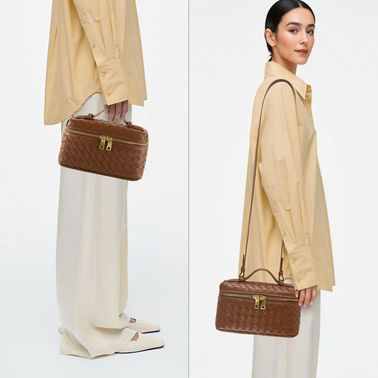 Woven Shoulder Bags for Women, Crossbody Bag Cute Satchels Clutch Purses Top-Handle Tote Handbag