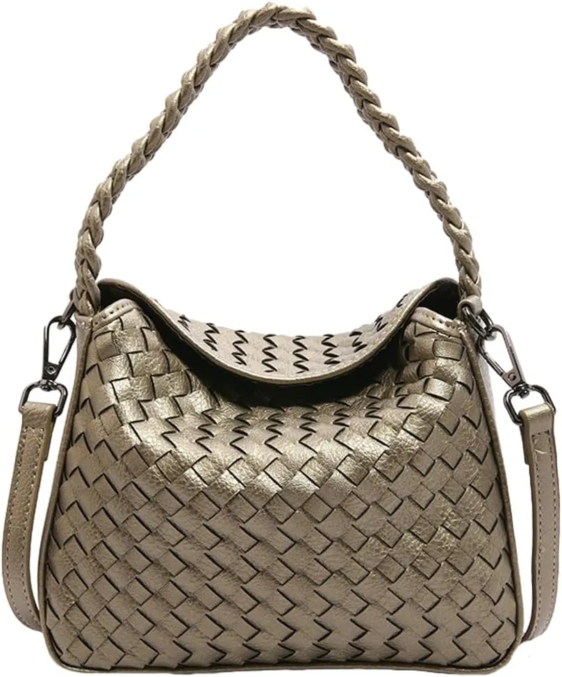 Woven Tote Bag for Women Fashion Shoulder Hobo Bags Leather Woven Beach Handbag Crossbody Purse Vintage Satchels Handbag