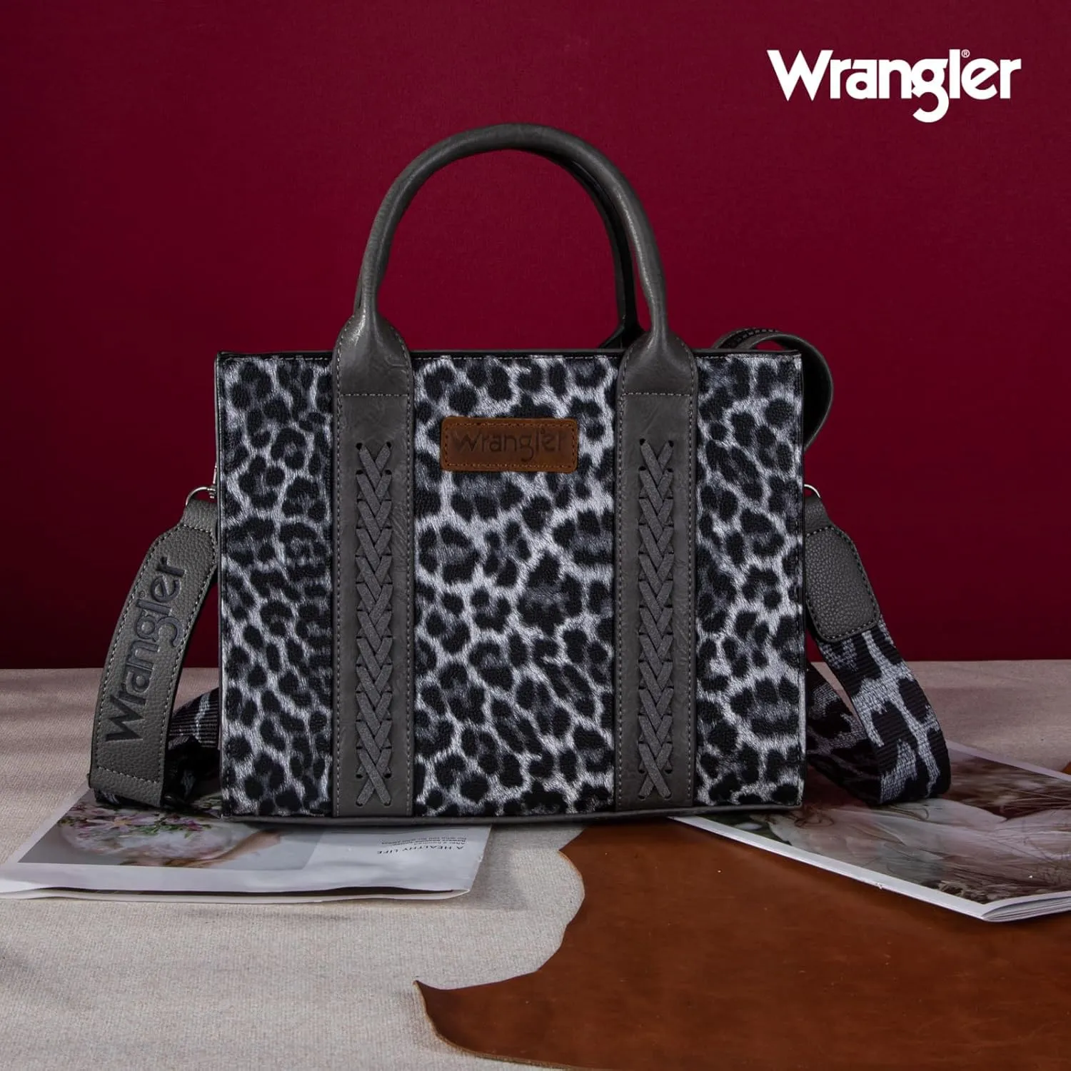 Wrangler Medium Tote Bag for Women Designer Satchel Handbags Top-handle Purses with Strap