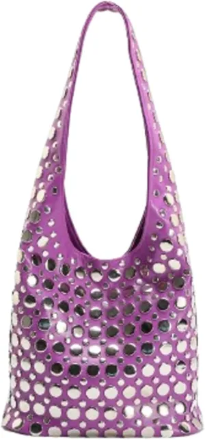 Y2k 90s Crescent Hobo Bags Women Trendy Studded PU Leather Shoulder Crossbody Purse Punk Underarm Satchels Tote Handbag