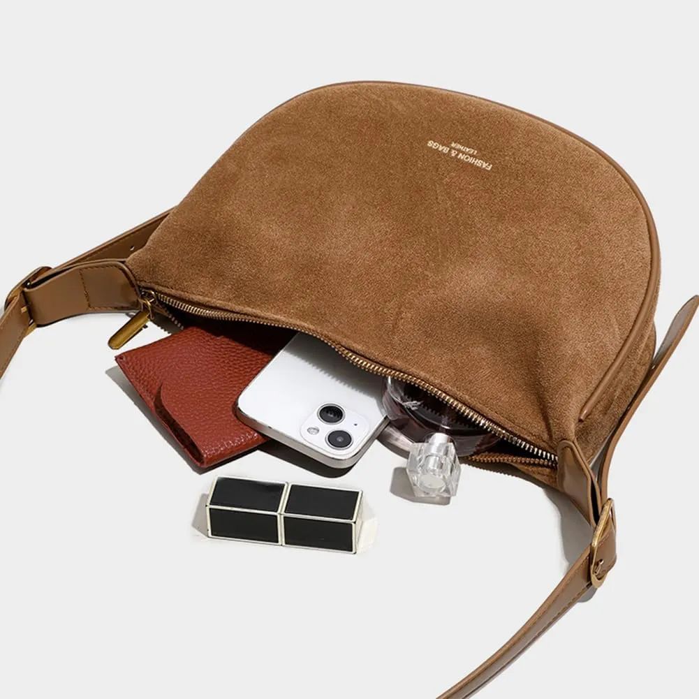 YFGBCX Suede Bag Crossbody Purse for Women 2024 Fall Bag Crescent Purse Fall Suede Shoulder Bag