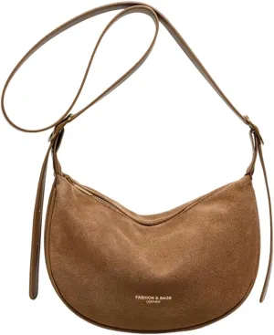YFGBCX Suede Bag Crossbody Purse for Women 2024 Fall Bag Crescent Purse Fall Suede Shoulder Bag
